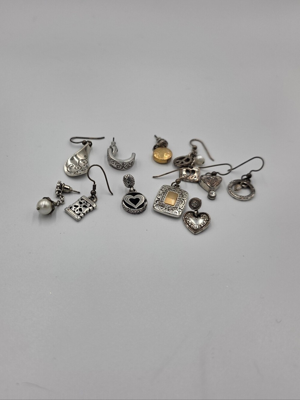 Brighton Bundle Lot Silver Mixed Charm Earrings Set Silver Gold Accents Single